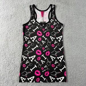 JOYRICH Slim Tank Top Graphic Print Black & Pink & White Women's Size XS VTG NWT
